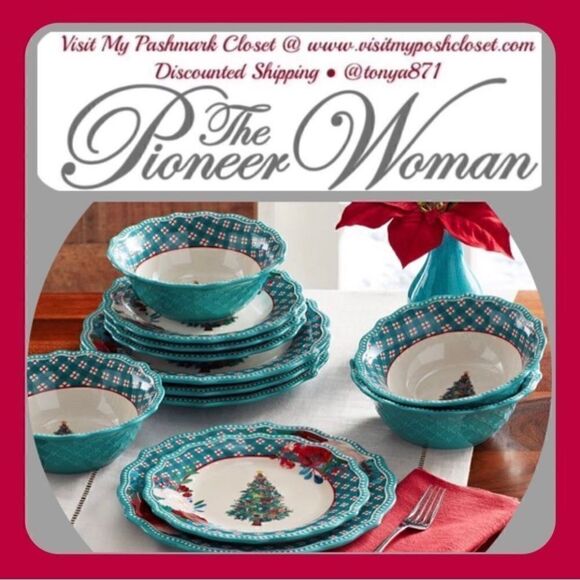 🦋 New Pioneer Woman Wishful Winter 12-Piece Ceramic Dinnerware